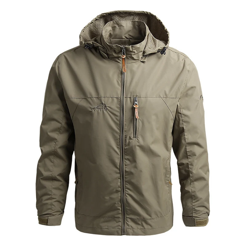 Herren leichte atmungsaktive Softshell Fieldjacke mit verstellbarer Kapuze und Brustreißverschluss Nord Taschen