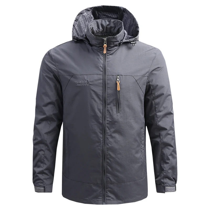 Herren Leichte atmungsaktive Outdoorjacke mit Kapuze, Brust-Reißverschluss und windabweisender Shell Nord Taschen