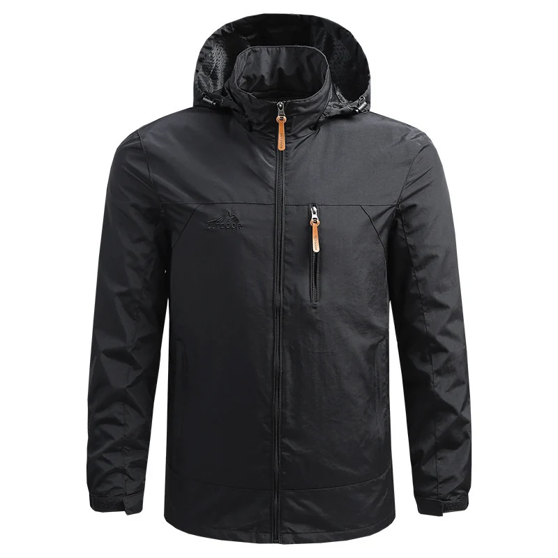 Herren Leichte atmungsaktive Outdoorjacke mit Kapuze, Brust-Reißverschluss und windabweisender Shell Nord Taschen