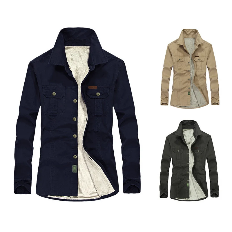 Herren Leicht gefütterte Canvas-Worker-Hemdjacke mit Brustpattentaschen Nord Taschen