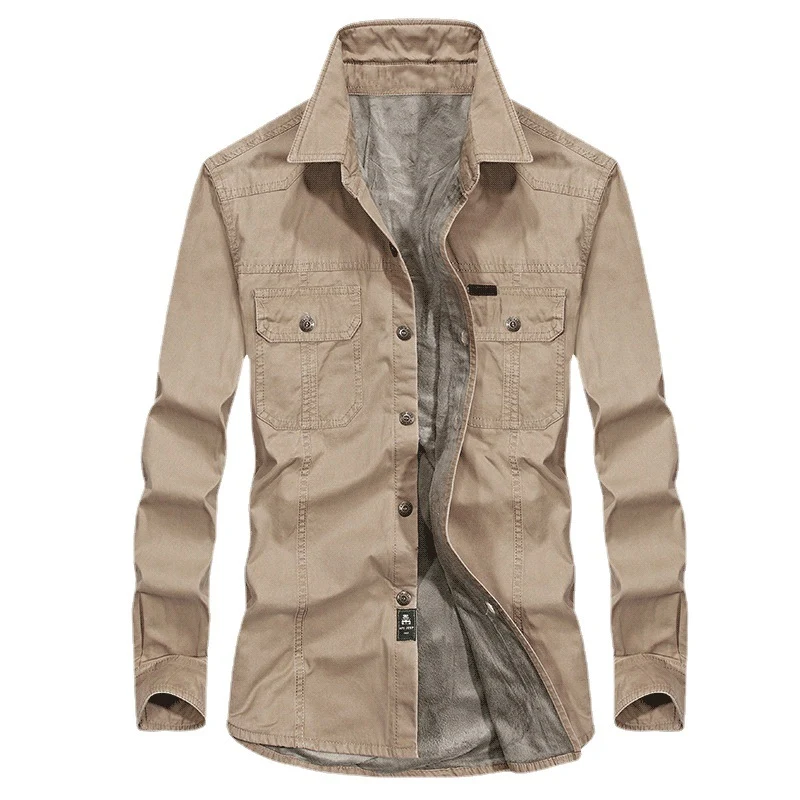 Herren Leicht gefütterte Canvas-Worker-Hemdjacke mit Brustpattentaschen Nord Taschen