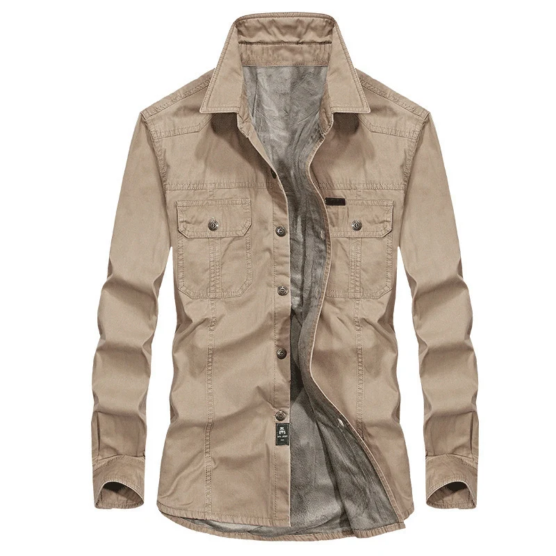 Herren Leicht gefütterte Canvas-Worker-Hemdjacke mit Brustpattentaschen Nord Taschen