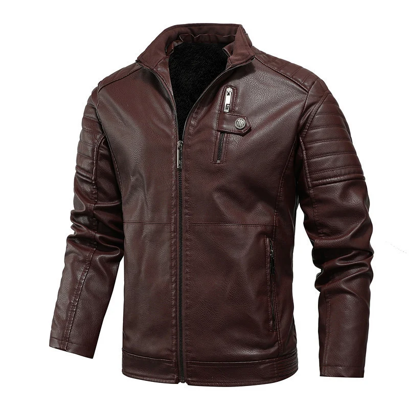 Herren Kunstleder-Motojacke mit gesteppter Schulterpasse und wärmender Teddyfleece-Innenlage Nord Taschen