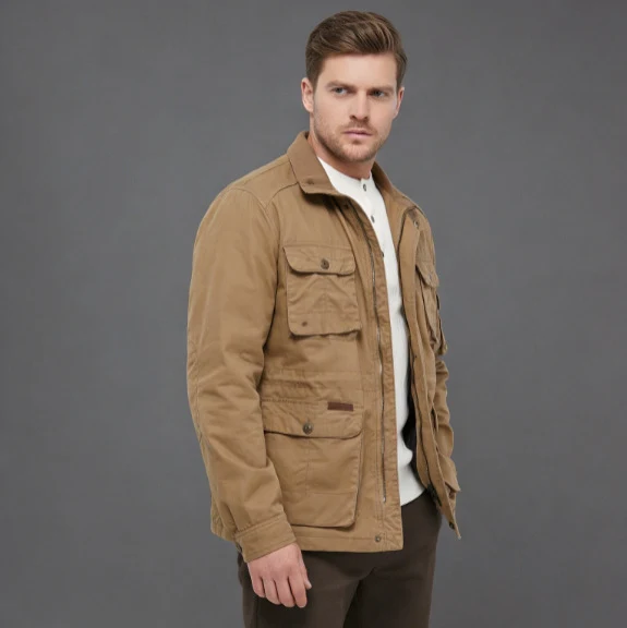 Herren Utility-Fieldjacke mit mehreren Pattentaschen und verstellbarer Taille Nord Taschen