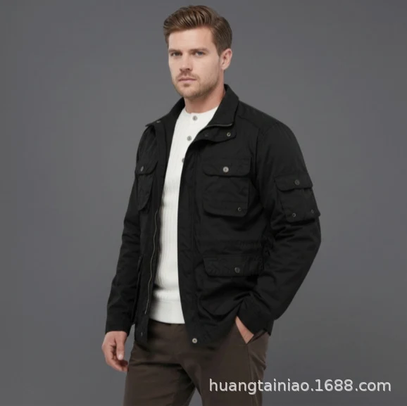 Herren Utility-Fieldjacke mit mehreren Pattentaschen und verstellbarer Taille Nord Taschen