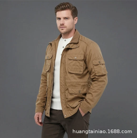 Herren Utility-Fieldjacke mit mehreren Pattentaschen und verstellbarer Taille Nord Taschen