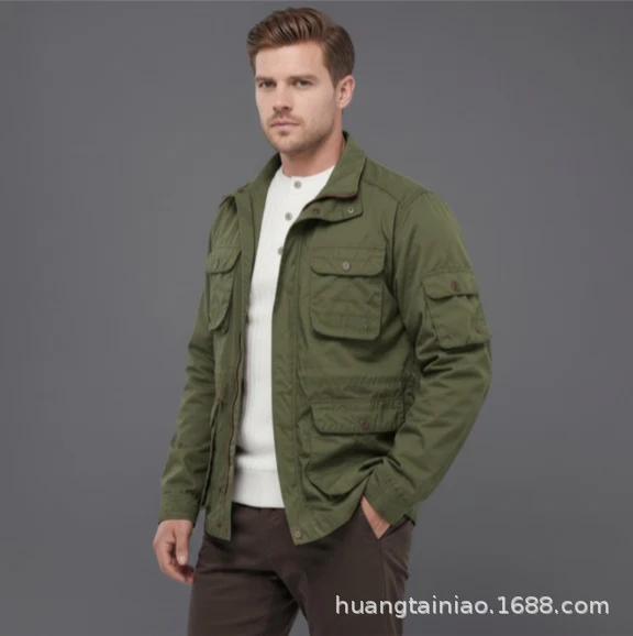 Herren Utility-Fieldjacke mit mehreren Pattentaschen und verstellbarer Taille Nord Taschen