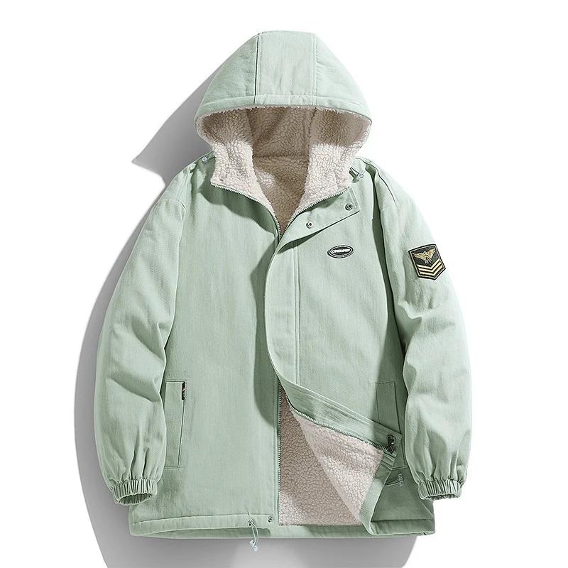 Herren Kapuzen-Canvasparka mit Teddyfleece-Innenfutter und Military‑Patch Nord Taschen