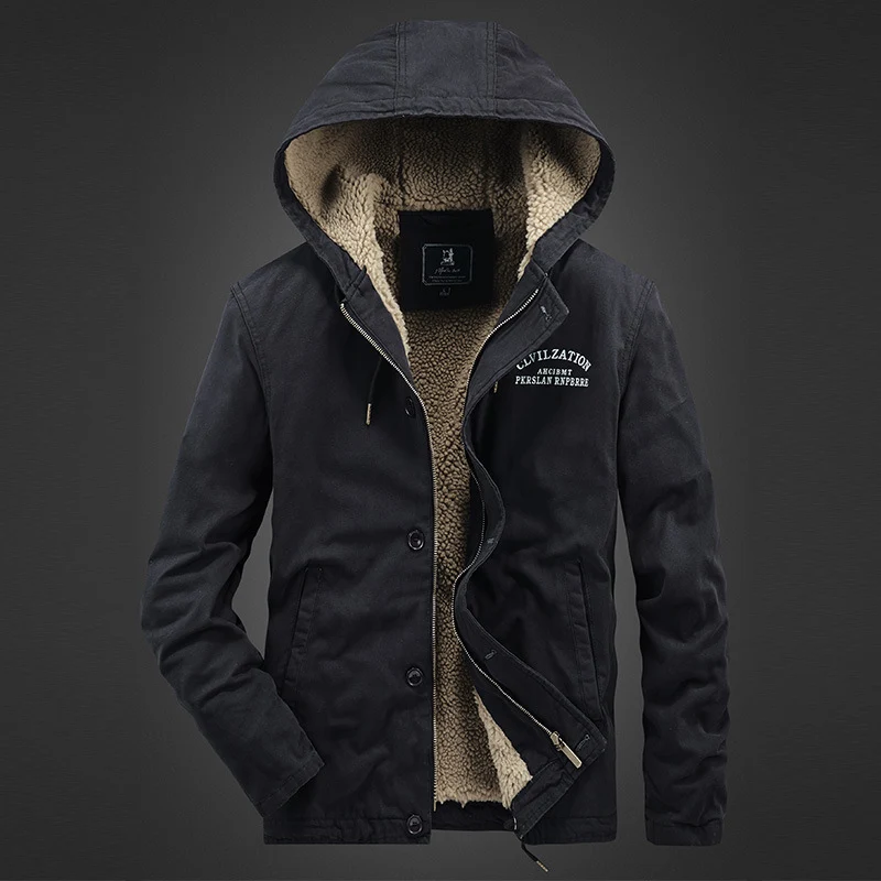 Herren Kapuzen-Canvasparka mit Sherpa-Futter und Thermoisolierung Nord Taschen