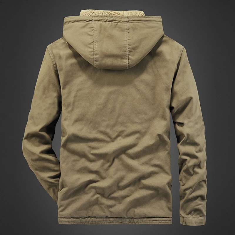 Herren Kapuzen-Canvasparka mit Sherpa-Futter und Thermoisolierung Nord Taschen