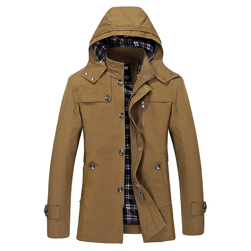 Herren Kapuzen-Canvasparka mit kariertem Innenfutter, windabweisender Leinenoptik und Multifunktionstaschen Nord Taschen