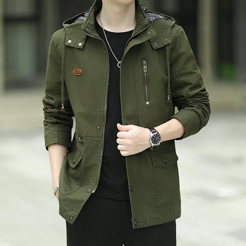 Herren Kapuzen-Canvas-Parka im Urbanen Utility-Design Nord Taschen
