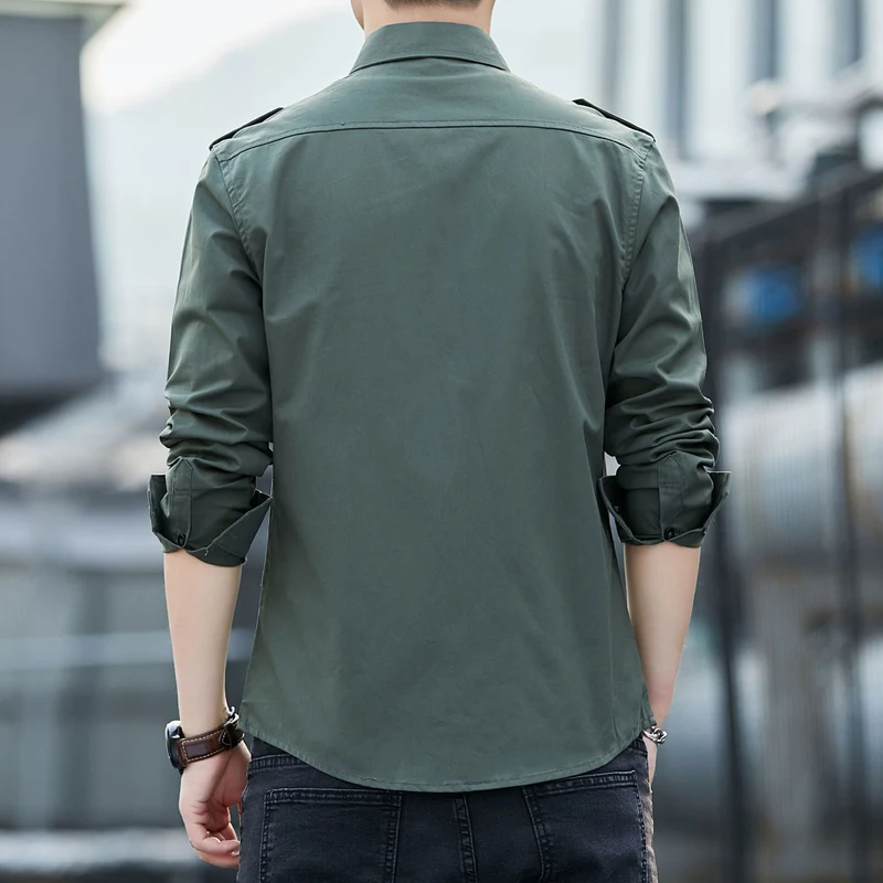 Herren legeres Utility-Overshirt aus Baumwollmix mit Schulterpatten und Pattentaschen Nord Taschen