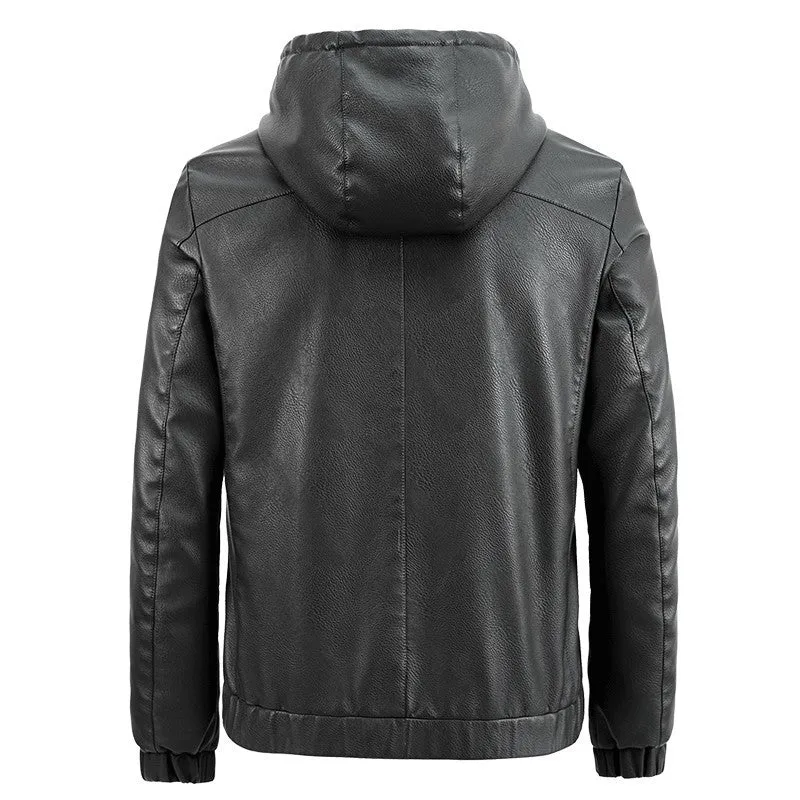 Herren Kunstleder-Kapuzenblouson mit Thermofutter und reduziertem Pilotencut Nord Taschen