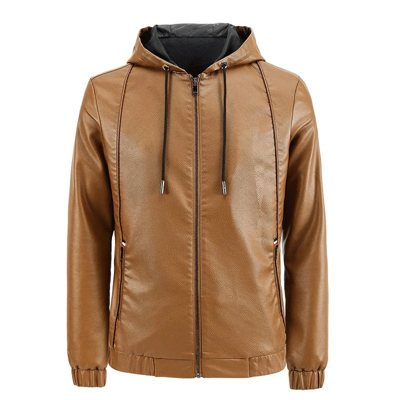 Herren Kunstleder-Kapuzenblouson mit Thermofutter und reduziertem Pilotencut Nord Taschen