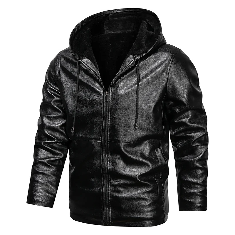 Herren Kunstleder-Kapuzenblouson mit Teddyfleece‑Futter und schmaler Silhouette Nord Taschen