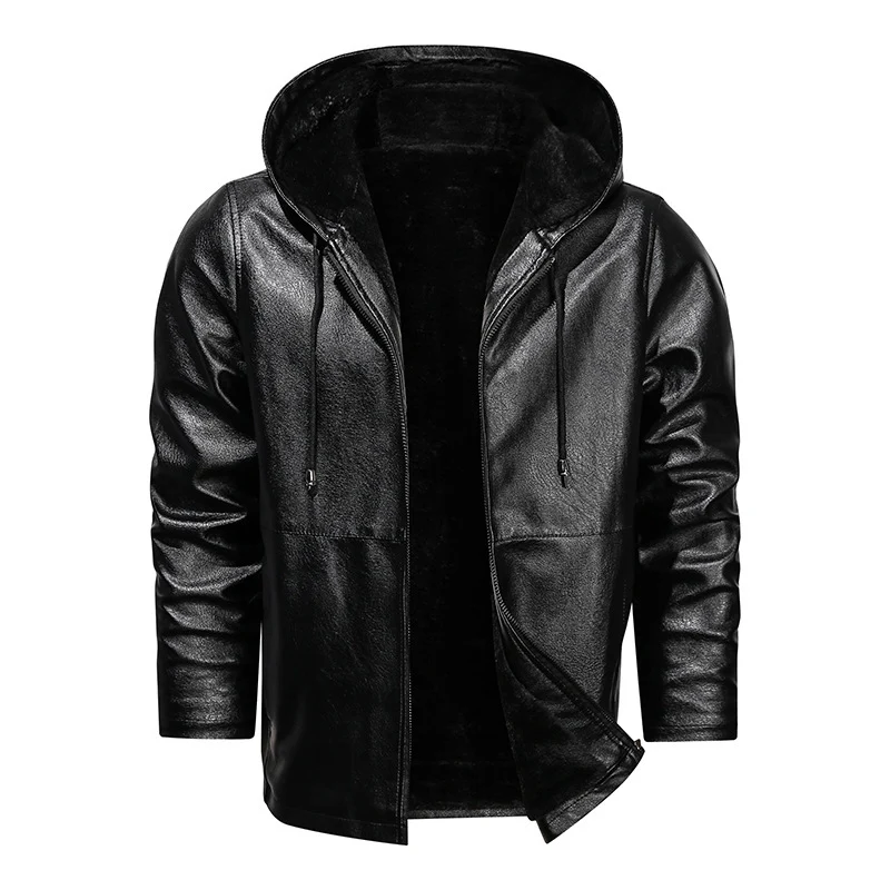 Herren Kunstleder-Kapuzenblouson mit Teddyfleece‑Futter und schmaler Silhouette Nord Taschen
