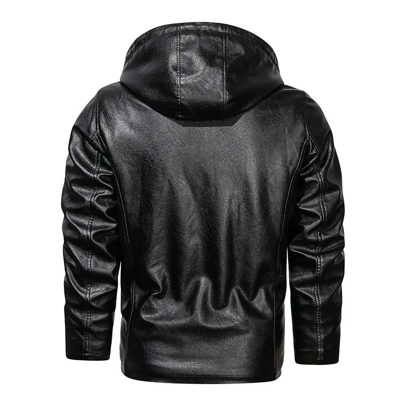 Herren Kunstleder-Kapuzenblouson mit Teddyfleece‑Futter und schmaler Silhouette Nord Taschen