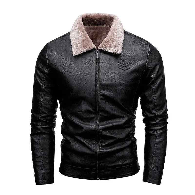 Herren Kunstleder‑Fliegerblouson mit wärmender Sherpa‑Fütterung und Reverskragen Nord Taschen