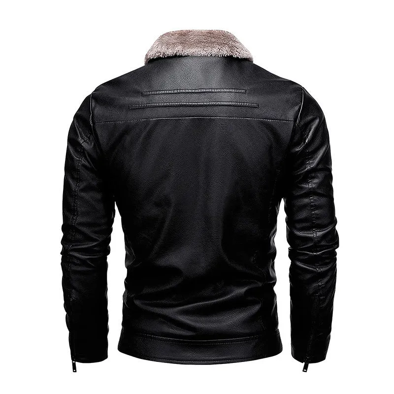 Herren Kunstleder‑Fliegerblouson mit wärmender Sherpa‑Fütterung und Reverskragen Nord Taschen
