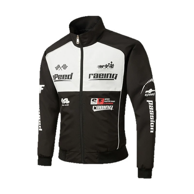 Herren Trackjacke im Motorsport-Look mit Logoprints und Stehkragen Nord Taschen