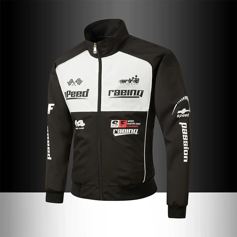 Herren Trackjacke im Motorsport-Look mit Logoprints und Stehkragen Nord Taschen