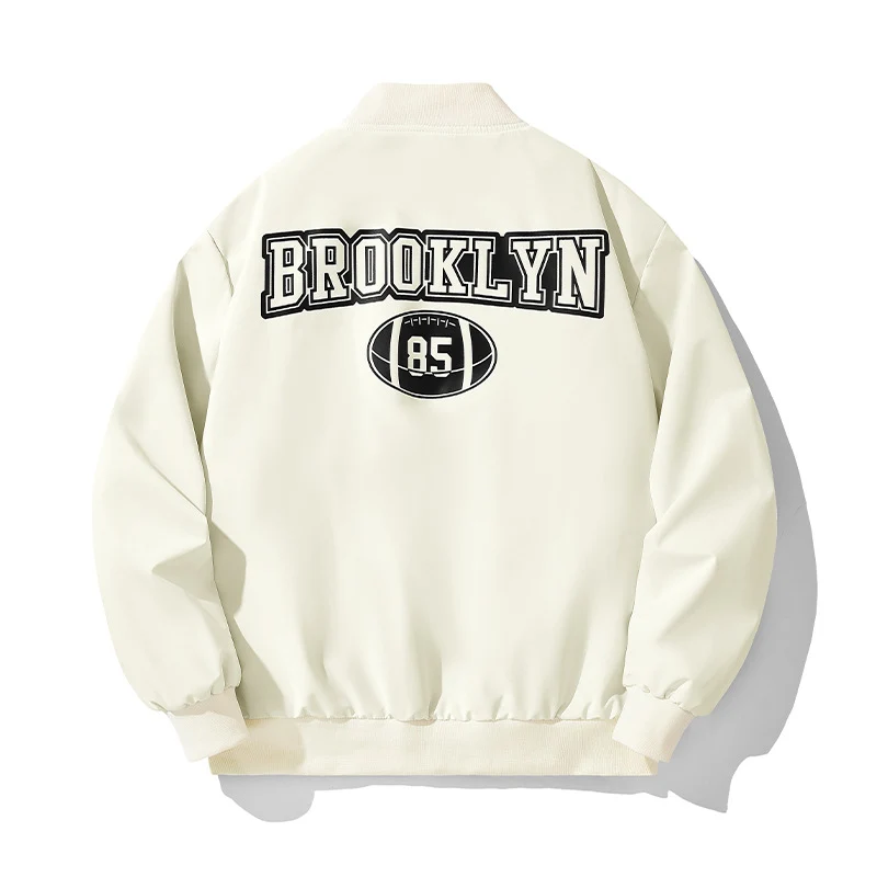 Herren Bomberjacke im College-Stil mit Script-Frontprint und Rippbündchen Nord Taschen