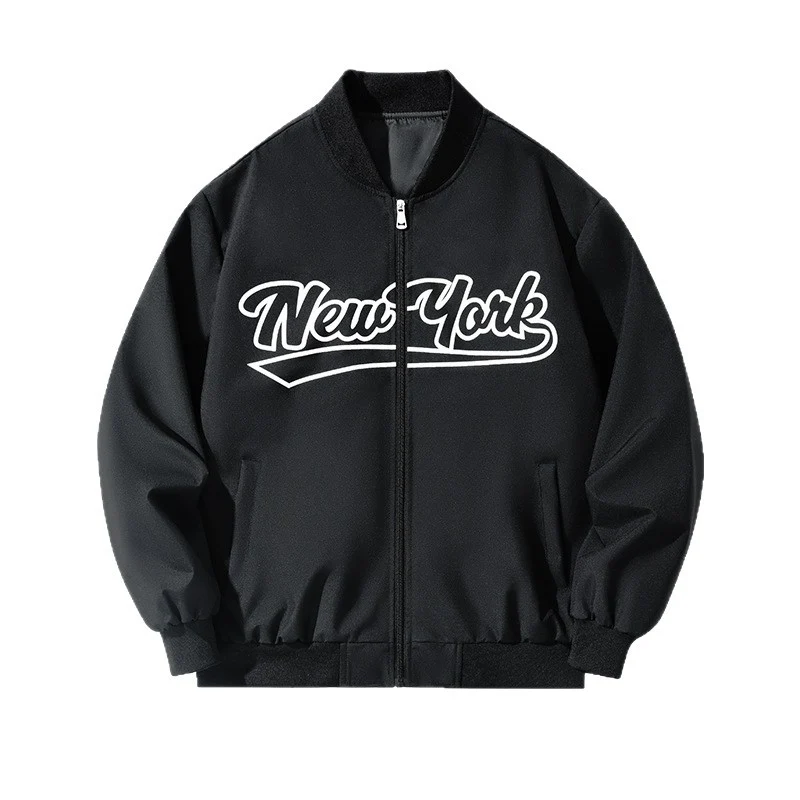 Herren Bomberjacke im College-Stil mit Script-Frontprint und Rippbündchen Nord Taschen