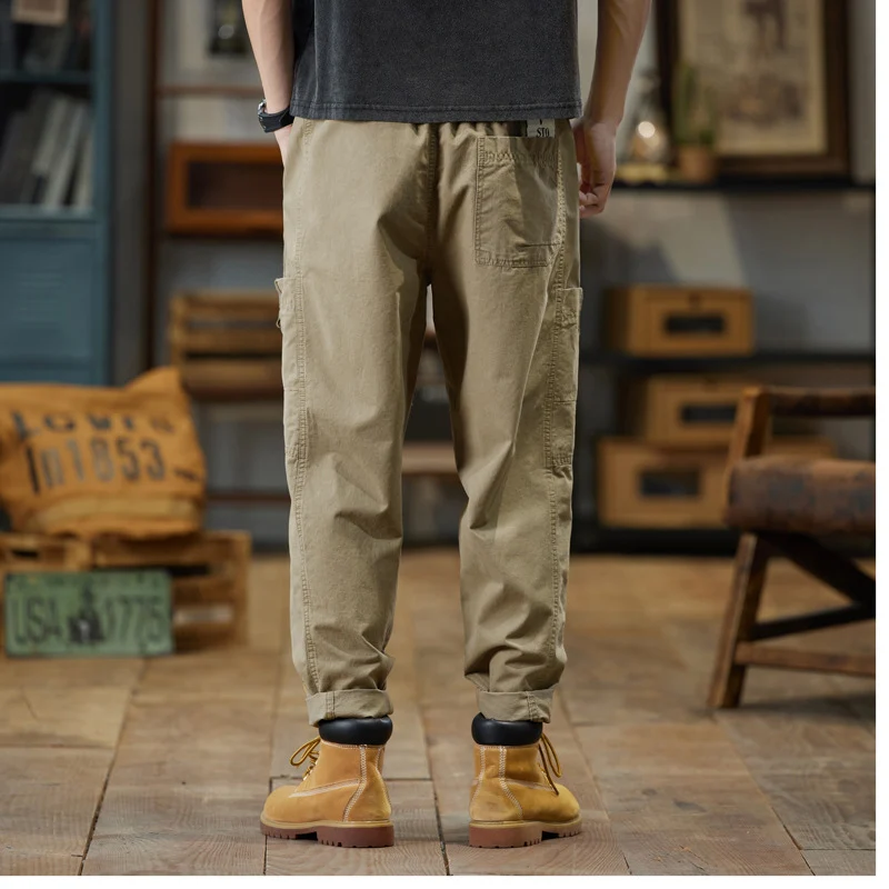 Herren Baumwoll-Twill Joggerhose im Tapered-Schnitt mit Tunnelzug und gekrempeltem Saum Nord Taschen