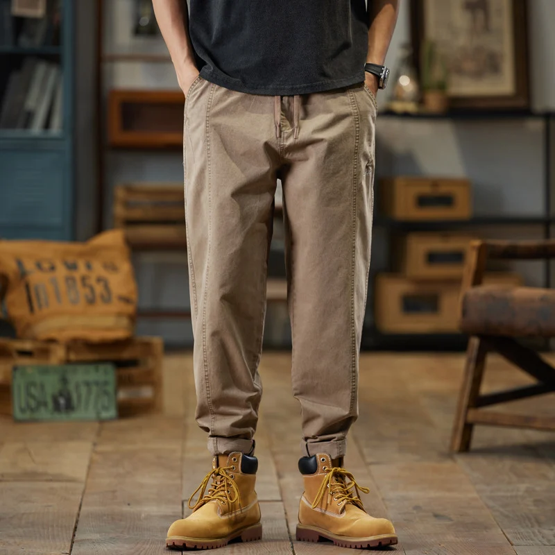 Herren Baumwoll-Twill Joggerhose im Tapered-Schnitt mit Tunnelzug und gekrempeltem Saum Nord Taschen