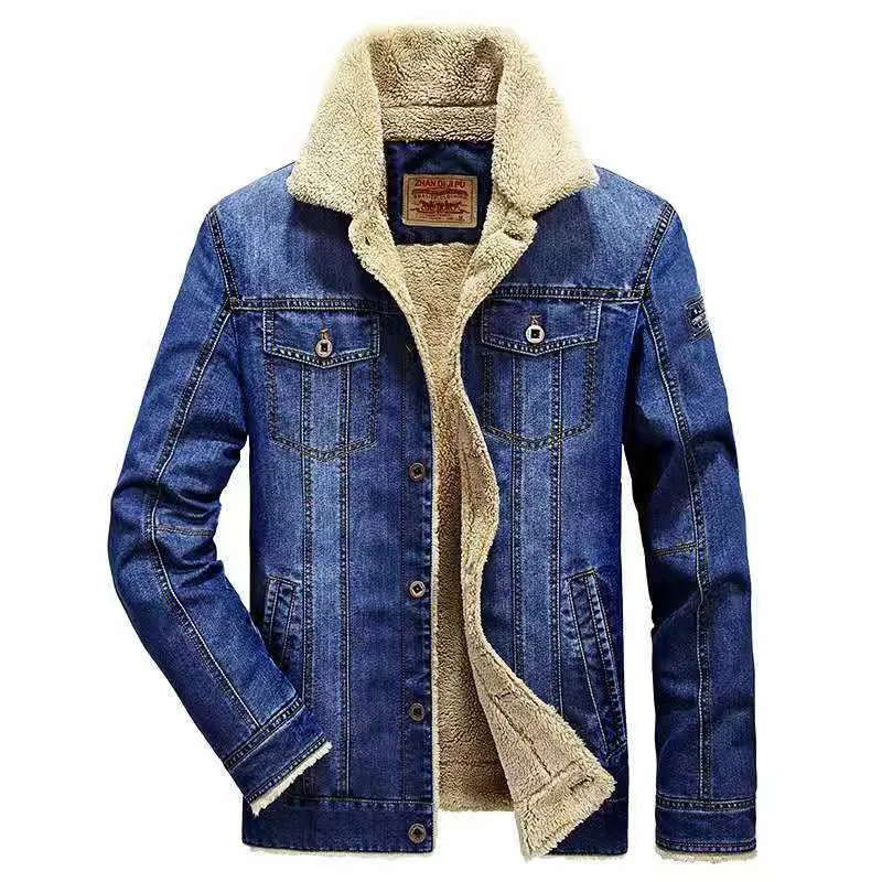 Herren Jeansjacke mit Sherpa‑Futter, wärmender Teddyinnenlage und klassischem Hemdkragen Nord Taschen
