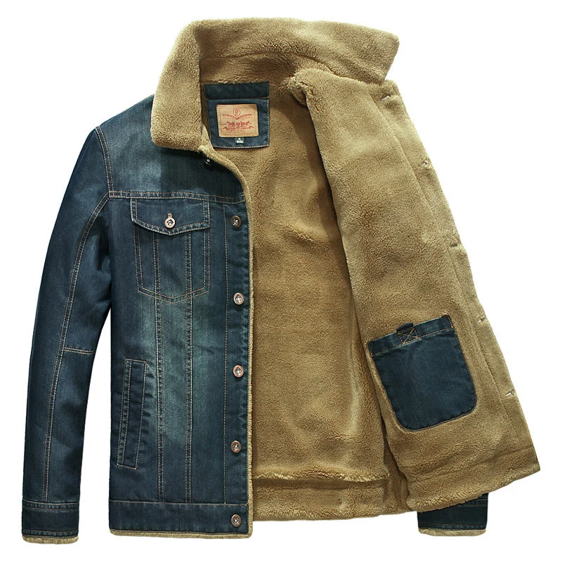 Herren Jeansjacke mit Sherpa‑Futter, vintage-washed und wärmendem Stehkragen Nord Taschen