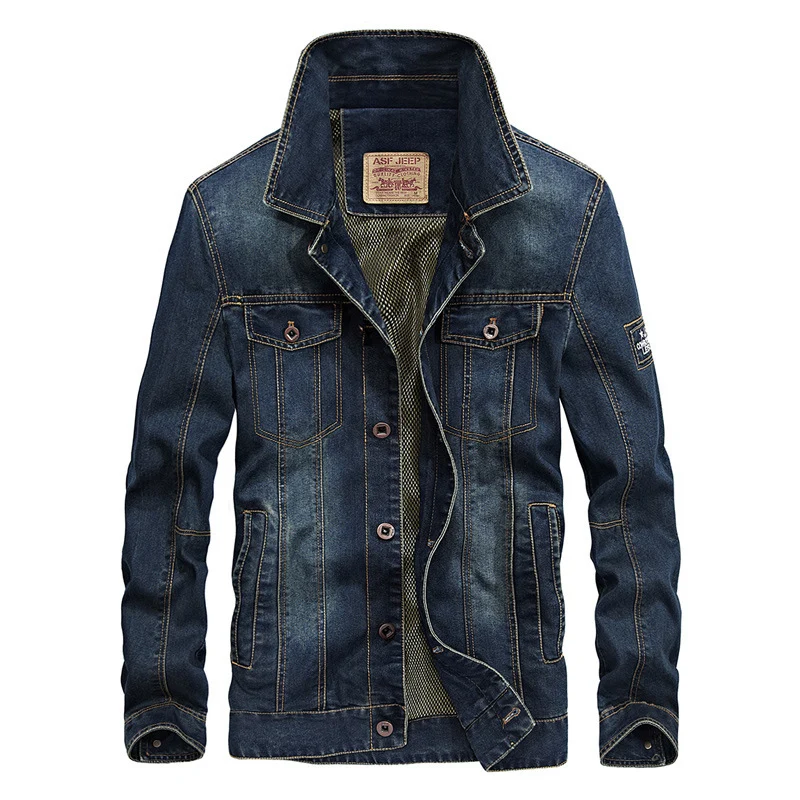 Herren Jeansjacke mit dichter Sherpa-Innenfütterung, hochschließendem Kragen und Utility-Taschen Nord Taschen