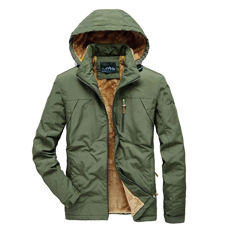 Herren Gefütterte Kapuzenjacke mit Teddyfleece-Innenfutter und winddichter Shell Nord Taschen