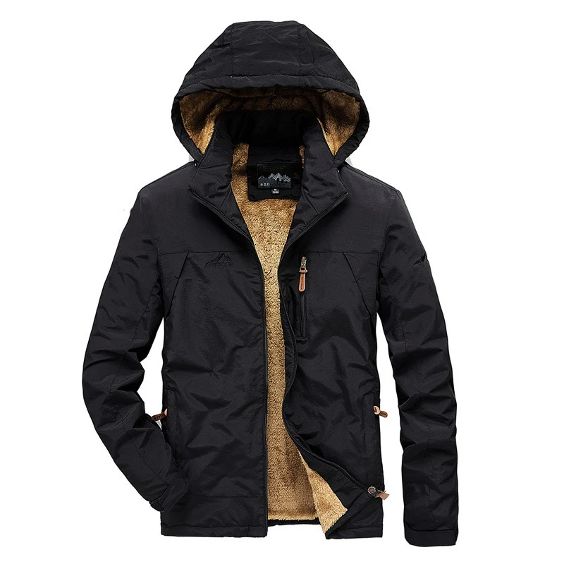 Herren Gefütterte Kapuzenjacke mit Teddyfleece-Innenfutter und winddichter Shell Nord Taschen
