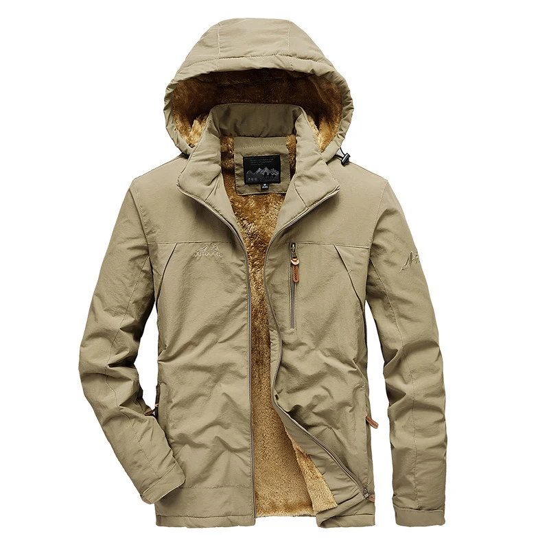 Herren Gefütterte Kapuzenjacke mit Teddyfleece-Innenfutter und winddichter Shell Nord Taschen