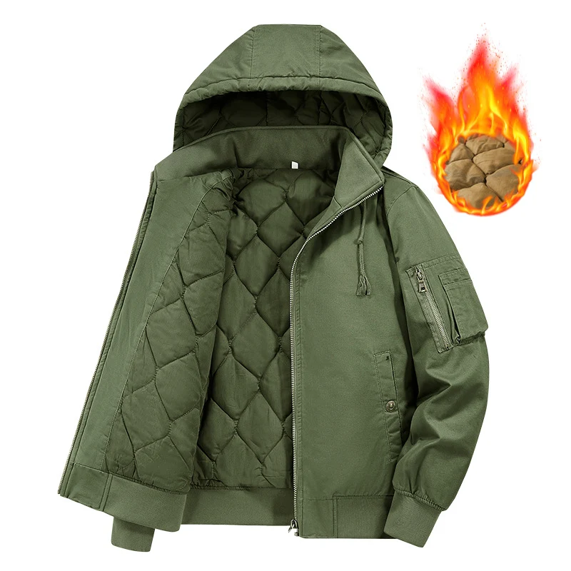 Herren Gefütterte Kapuzen‑Bomberjacke mit Diamantstepp-Innenfutter und Ärmeltasche Nord Taschen