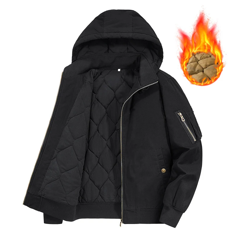 Herren Gefütterte Kapuzen‑Bomberjacke mit Diamantstepp-Innenfutter und Ärmeltasche Nord Taschen