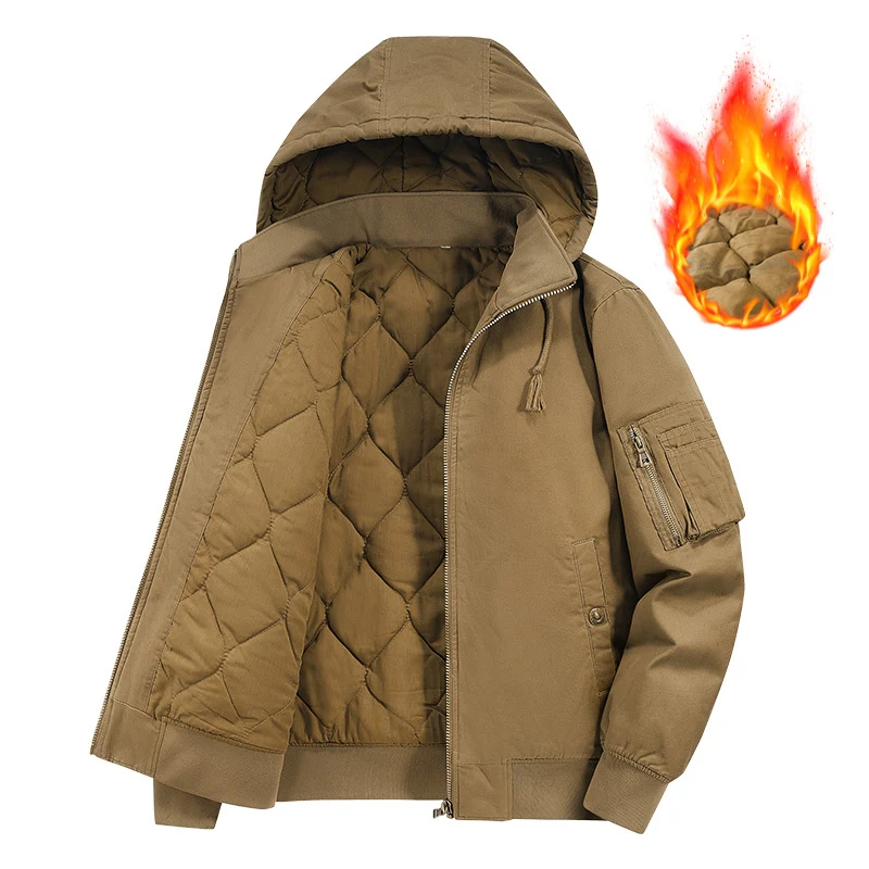Herren Gefütterte Kapuzen‑Bomberjacke mit Diamantstepp-Innenfutter und Ärmeltasche Nord Taschen