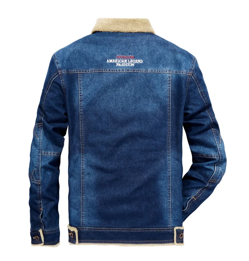 Herren gefütterte Jeansjacke mit Sherpa‑Innenfutter und hohem Kragen Nord Taschen
