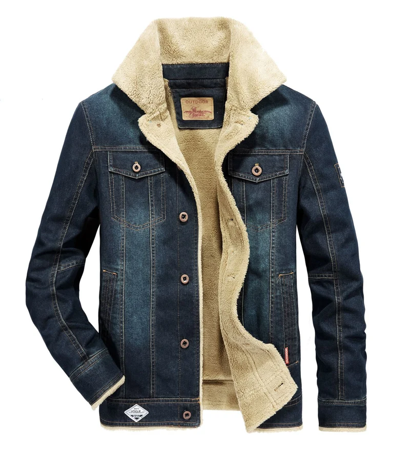 Herren gefütterte Jeansjacke mit Sherpa‑Innenfutter und hohem Kragen Nord Taschen
