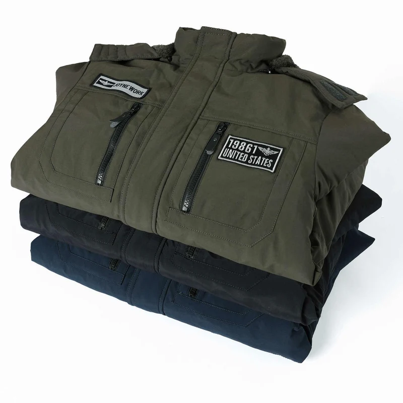 Herren Gefütterte Fieldjacke im Military-Utility‑Stil mit Kapuze und Fleece-Innenfutter Nord Taschen