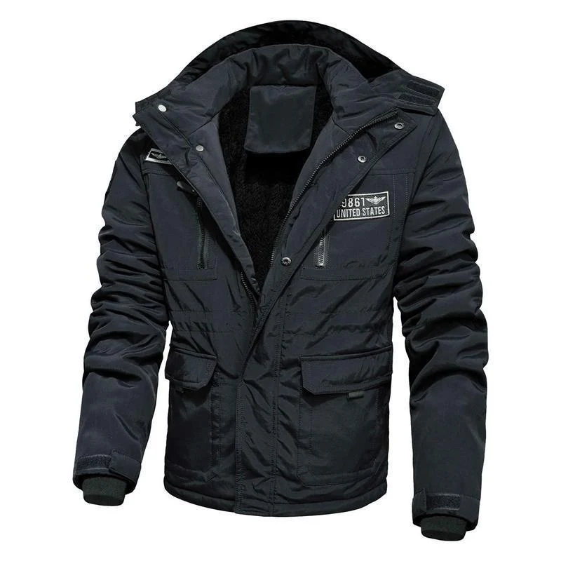 Herren Gefütterte Fieldjacke im Military-Utility‑Stil mit Kapuze und Fleece-Innenfutter Nord Taschen