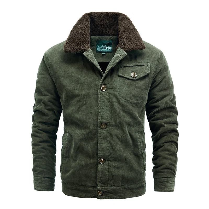 Herren gefütterte Cordjacke mit Sherpa‑Kragen und Teddyfleece‑Innenfutter Nord Taschen