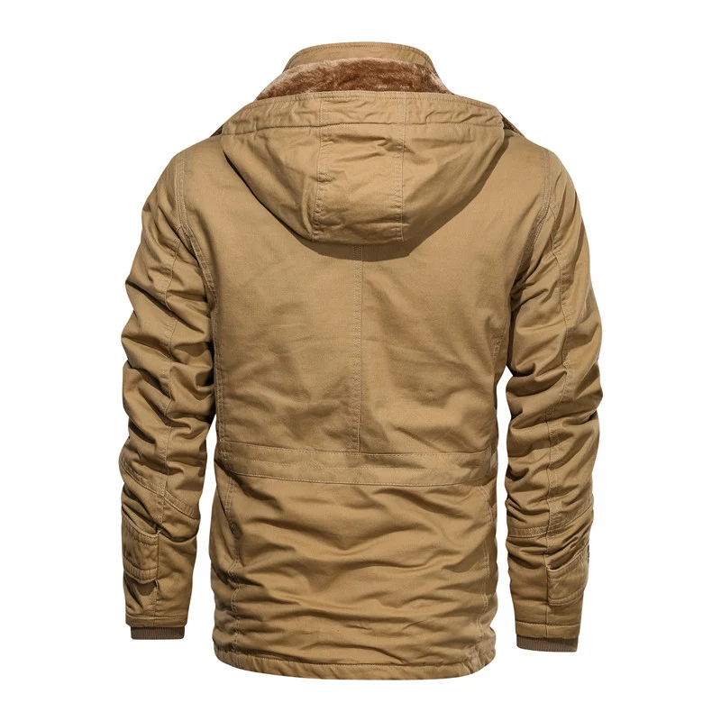 Herren gefütterte Canvas-Utilityjacke mit weichem Teddy-Innenfutter, verdecktem Zweiwege-Reißverschluss und Mehrfach-Taschen Nord Taschen