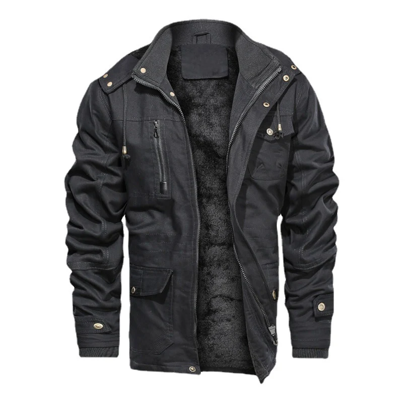 Herren gefütterte Canvas-Utilityjacke mit weichem Teddy-Innenfutter, verdecktem Zweiwege-Reißverschluss und Mehrfach-Taschen Nord Taschen