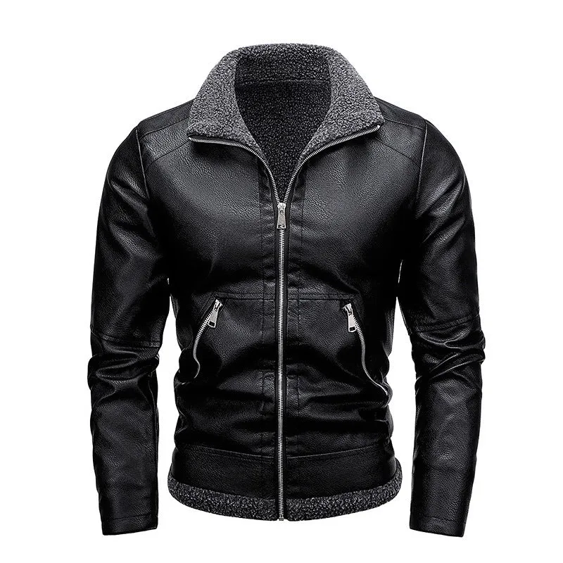 Herren Lederoptik‑Fliegerblouson mit Sherpa‑Innenfutter und verdeckter Reißverschlussleiste Nord Taschen