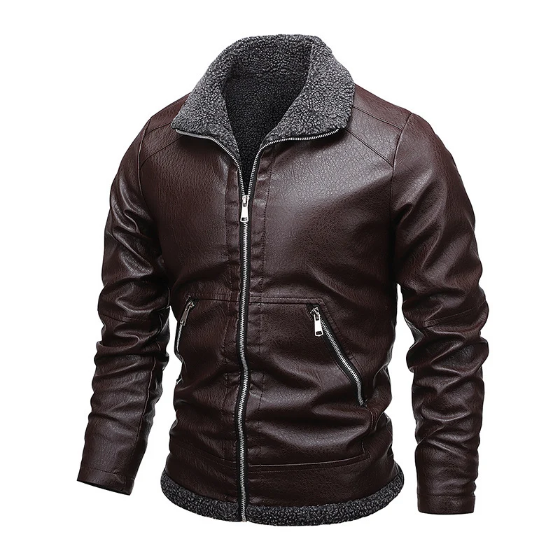 Herren Lederoptik‑Fliegerblouson mit Sherpa‑Innenfutter und verdeckter Reißverschlussleiste Nord Taschen