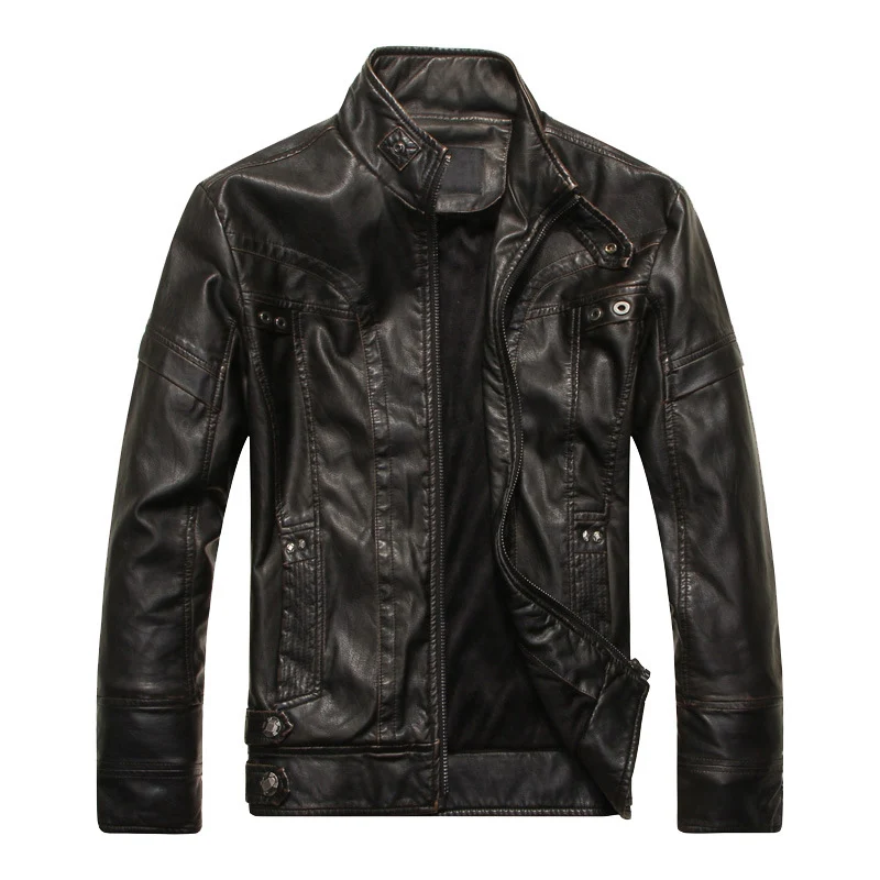 Herren Lederjacke im Pilotenblouson‑Stil mit Stehkragen und Vintage‑Optik Nord Taschen