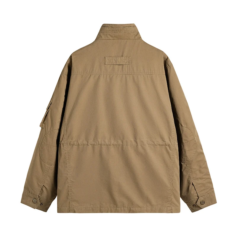 Herren Robuste utilitaristische Feldjacke mit mehrfach aufgesetzten Taschen und Stehkragen Nord Taschen